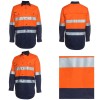 Orange Navy Cotton Hi Vis Work Shirts Alt
